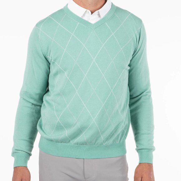 Sette Ponti Italian made Argyle v-neck sweater szL - Picture 8 of 8